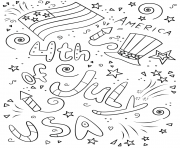 Printable 4th of july doodle by Lena London coloring pages