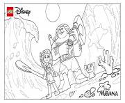 Printable LEGO Moana Movies with Maui Pig Pua Beach coloring pages