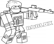 Printable Roblox Bandit with Weapon and Backpac coloring pages
