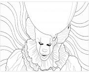 Printable pennywise outstanding clown psychedelic background coloring pages
