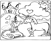 Printable unicorns in love coloring pages