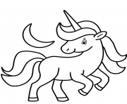 Printable unicorn and crescent moon coloring pages