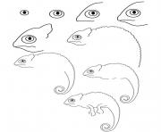Printable how to draw a chameleon coloring pages