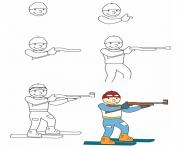 Printable how to draw biathlon coloring pages