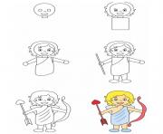Printable how to draw cupid coloring pages
