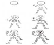 Printable how to draw a skeleton coloring pages