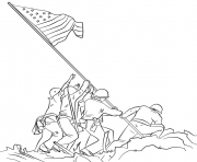 Printable raising the flag on iwo jima coloring pages