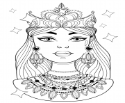 Printable shining princess with necklaces coloring pages