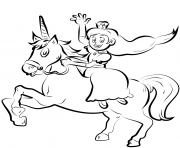 Printable princess rides unicorn coloring pages