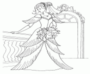 Printable princess in her wedding dress coloring pages