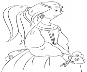 Printable princess with flowers coloring pages