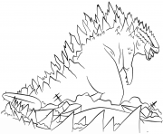 Printable Godzilla Rises From The Sea coloring pages