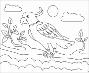 Printable cockatoo animal simple coloring pages