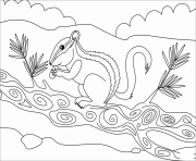 Printable chipmunk animal simple coloring pages