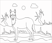 Printable dingo animal simple coloring pages