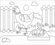 Printable chicken animal simple coloring pages