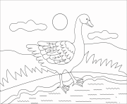 Printable goose animal simple coloring pages