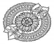 Printable mandala to download butterlfies with flower coloring pages