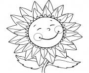 Printable sunflower smiling coloring pages