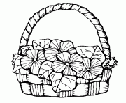 Printable flowers basket coloring pages