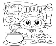 Printable Halloween Boo Cat Cute Kids coloring pages