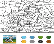 Printable color by numbers zebra color by number coloring pages