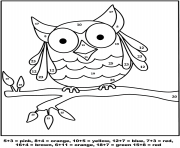 Printable owl color by number coloring pages