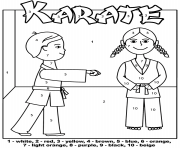 Printable karate kids color by number coloring pages