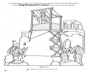 Printable Connect the dots to finish King Benjamins Tower coloring pages