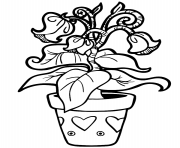 Printable pot with exotic flower coloring pages