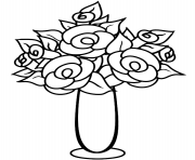 Printable bouquet of roses in vase coloring pages