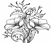 Printable flowers composition sheet to print coloring pages
