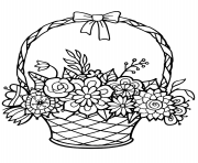 Printable basket of flowers coloring pages