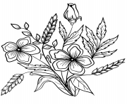 Printable flowers composition picture to print coloring pages