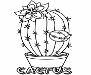 Printable cactus flower in pot coloring pages