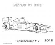 Printable F1 Lotus E20 Romain Grosjean 2012 coloring pages