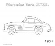 Printable Old Car Mercedes Benz 300sl 1954 coloring pages