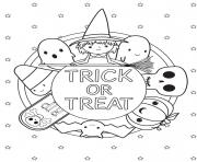 Printable trick or treat halloween kids coloring pages
