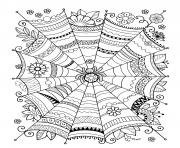 Printable zentangle spider web adult halloween coloring pages