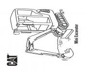 Printable mini excavator truck cat coloring pages