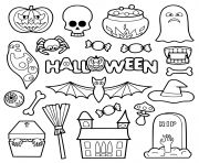 Printable halloween objects for kids coloring pages