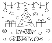 Printable merry christmas tree with decorations december 24 coloring pages