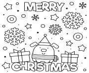 Printable cute dog wish merry christmas coloring pages