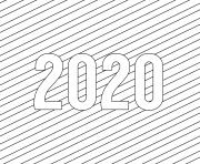 Printable 2020 Happy New Year Simple Lines coloring pages