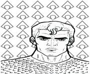 Printable Aquaman Face Fish Body coloring pages