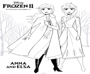Printable Frozen 2 Anna and Elsa coloring pages