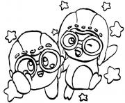 Printable pororo and kirby coloring pages