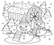 Printable Christmas Mr and Mrs Snowman coloring pages
