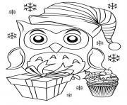 Printable Cute Christmas Owl coloring pages