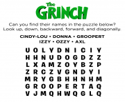 Printable The Grinch Activity Word Search coloring pages